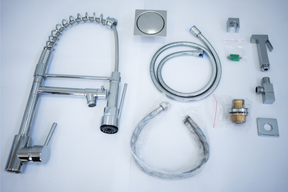 (KIT REFORMA CROMADO) Torneira  + Ducha + Ralo Click