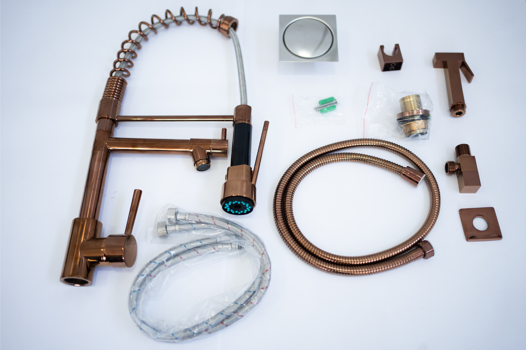 (KIT REFORMA ROSE GOLD) Torneira  + Ducha + Ralo Click