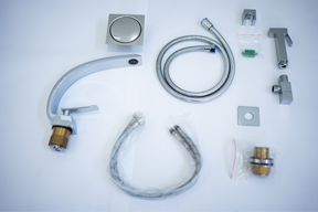 (KIT LAVATÓRIO CROMADO) Torneira + Ducha + Ralo Click