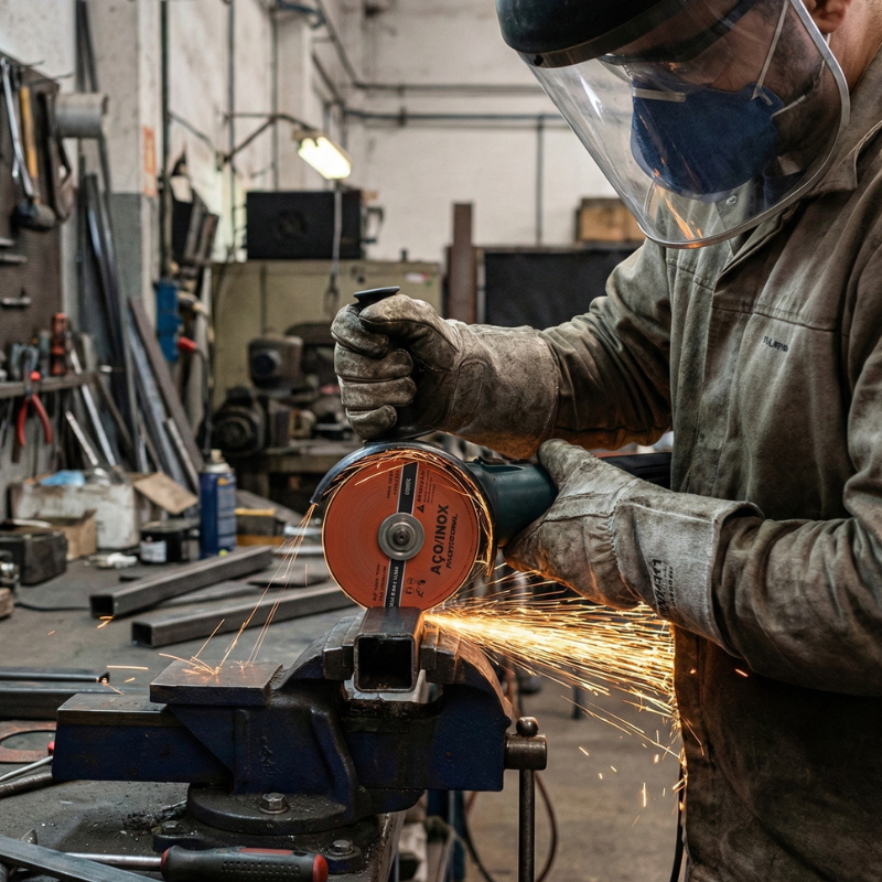 KIT 10 DISCOS DE CORTE DE AÇO/INOX 115X1X22,23mm PARA FERRO