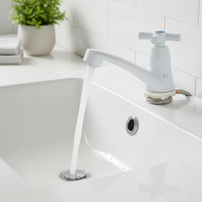 TORNEIRA ABS BRANCA DE 1/2" CRUZETA PARA LAVATÓRIO MESA