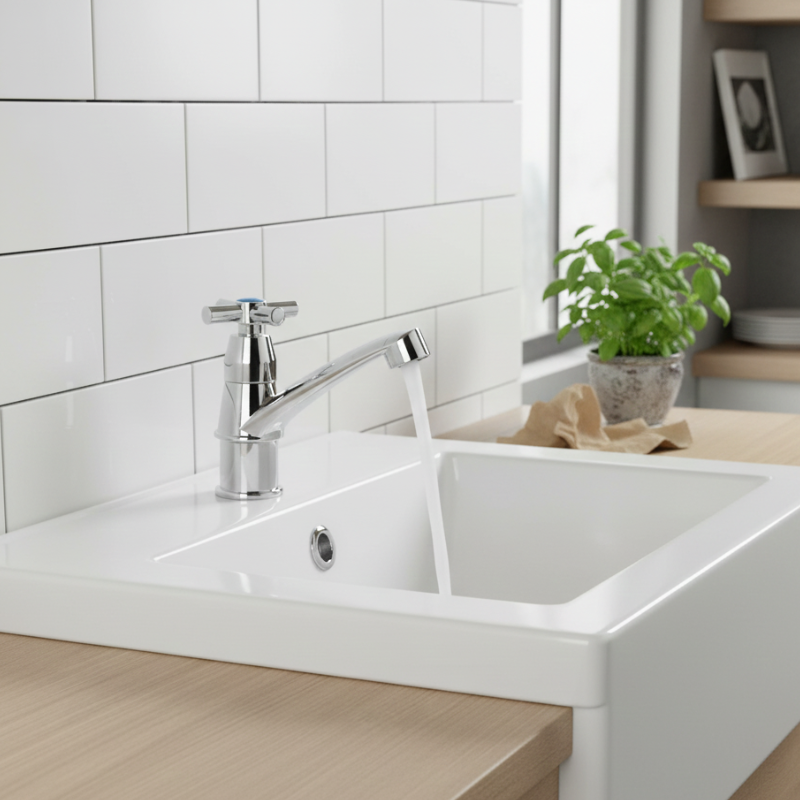 TORNEIRA ABS CROMADA DE 1/2" CRUZETA PARA LAVATÓRIO MESA