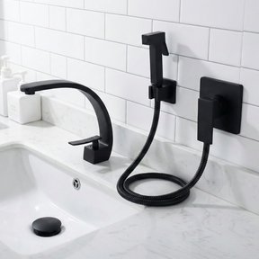 (KIT LAVATÓRIO PRETO)  Torneira + Ducha + Ralo Click
