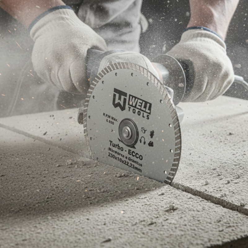 DISCO DE CORTE DIAMANTADO TURBO 230X10X22,23mm LINHA ECCO PARA MÁRMORE E GRANITO