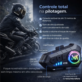 Fone Bluetooth Para Capacete de Moto IP55 Bateria 20h – Well Tools®