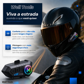 Fone Bluetooth Para Capacete de Moto IP55 Bateria 20h – Well Tools®