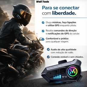 Fone Bluetooth Para Capacete de Moto IP55 Bateria 20h – Well Tools®