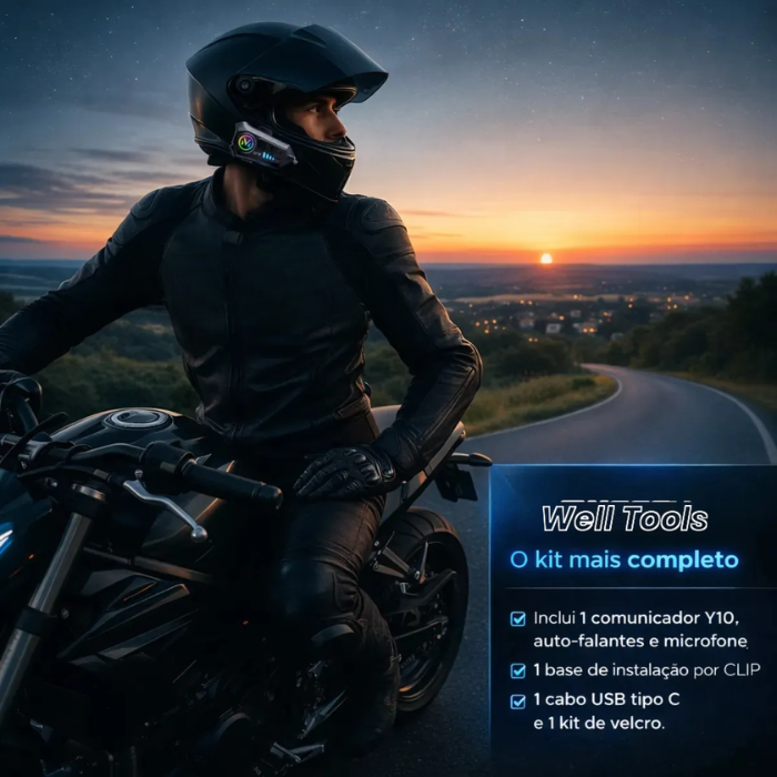 Fone Bluetooth Para Capacete de Moto IP55 Bateria 20h – Well Tools®