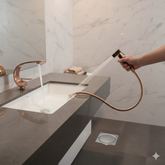 (KIT LAVATÓRIO ROSE GOLD) Torneira + Ducha + Ralo Click