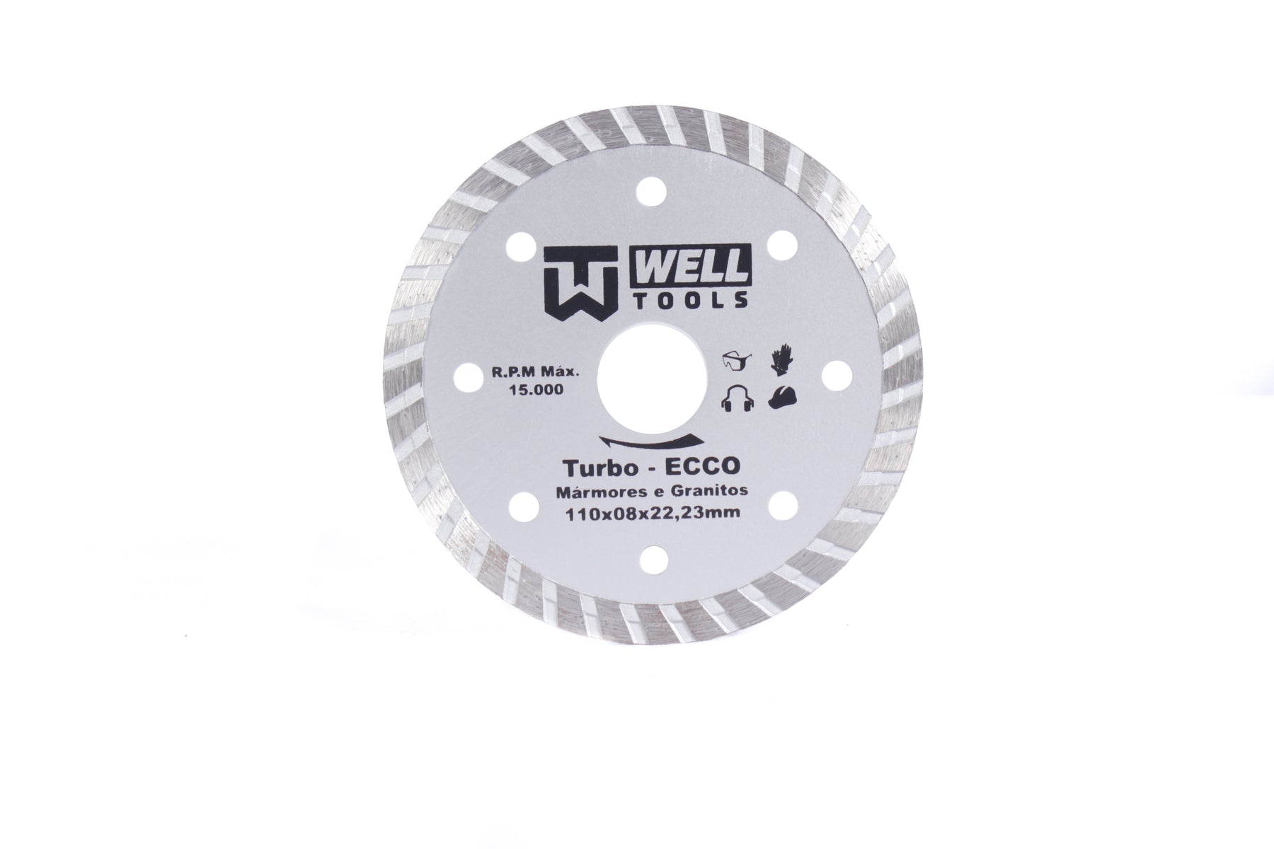 DISCO DE CORTE DIAMANTADO TURBO 110X8X20mm LINHA ECCO PARA MÁRMORE E GRANITO