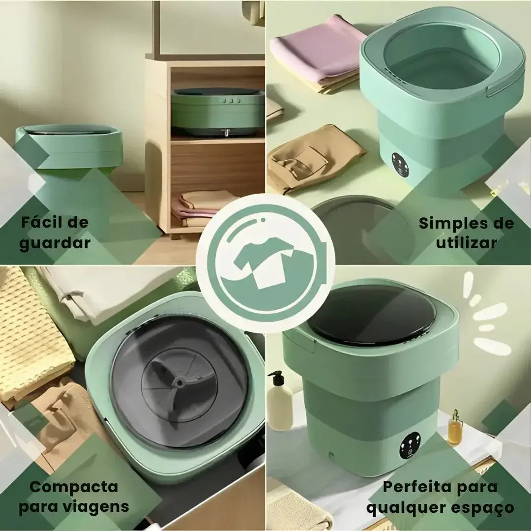 MINI MÁQUINA DE LAVAR ROUPA DOBRÁVEL 9/11 LITROS - WELL TOOLS®