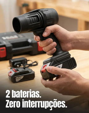 Soprador De Folhas Portátil Turbo 48v 800w Sem Fio + 2 Baterias E Maleta Limpeza - Marca Well Tools