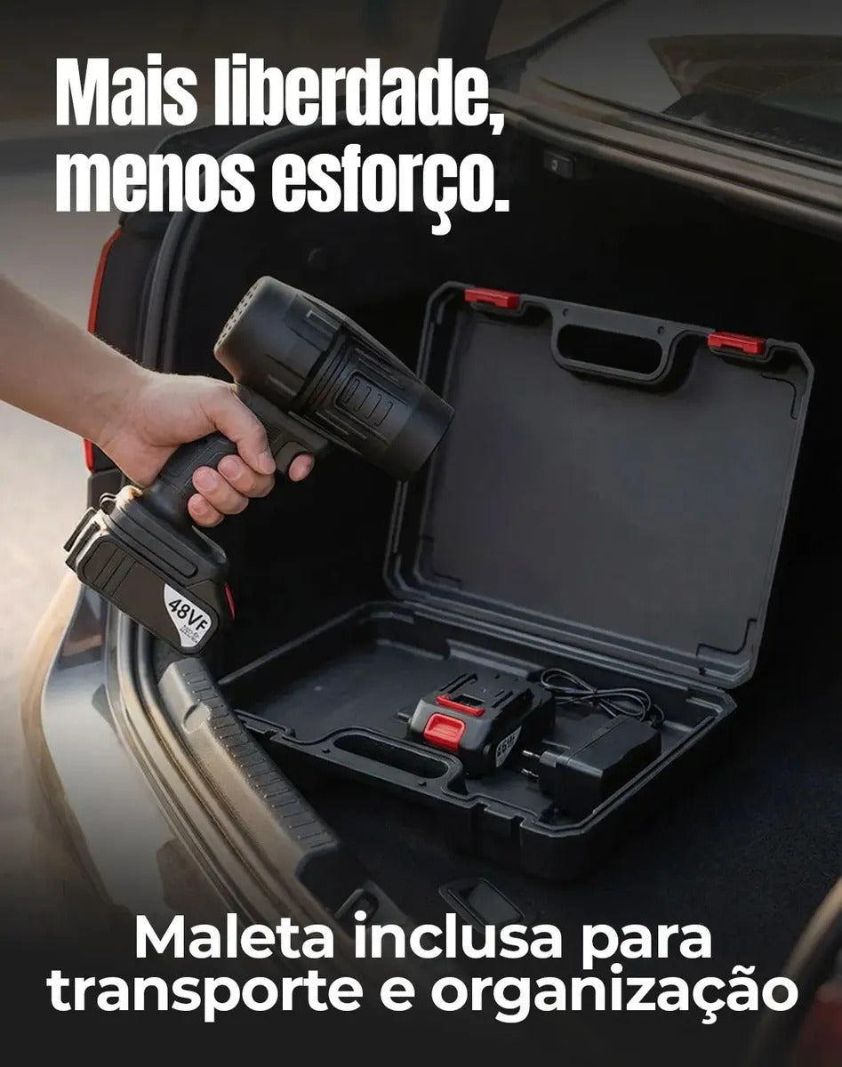 Soprador De Folhas Portátil Turbo 48v 800w Sem Fio + 2 Baterias E Maleta Limpeza - Marca Well Tools