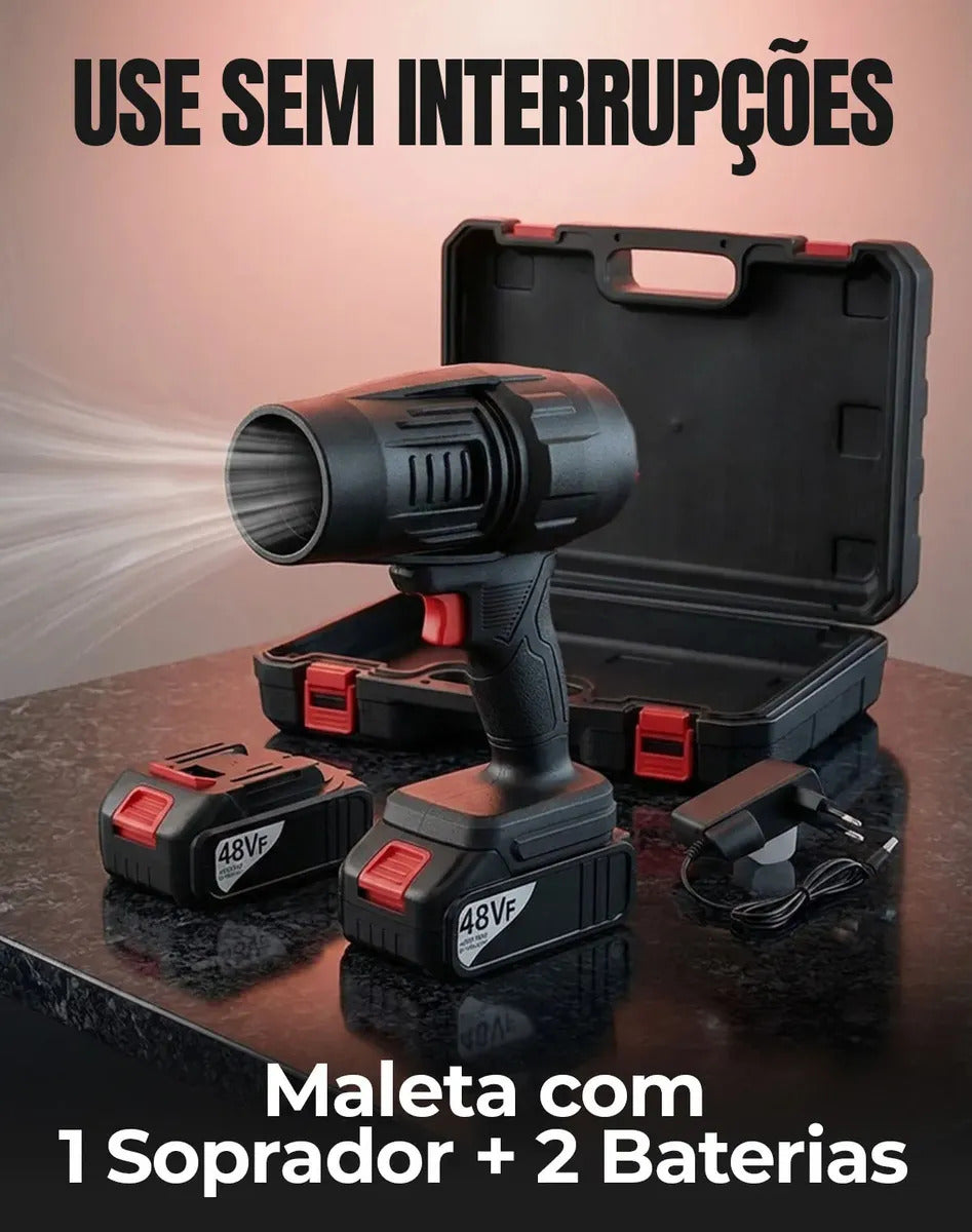 Soprador De Folhas Portátil Turbo 48v 800w Sem Fio + 2 Baterias E Maleta Limpeza - Marca Well Tools