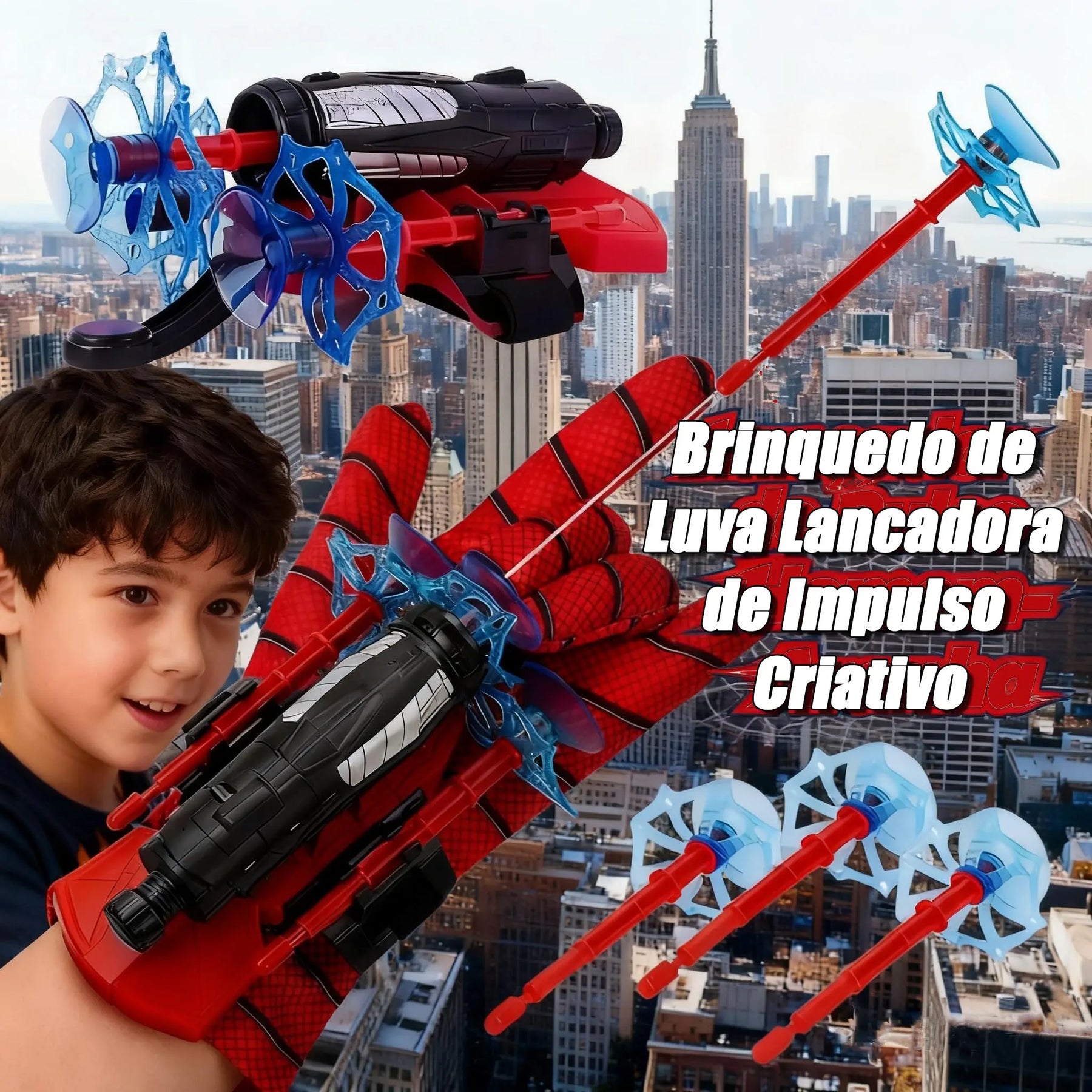 Luva de Super-Herói com Lançador de Teia Infantil - Well Tools®