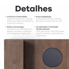 Kit 2 Esteiras para Braço de Sofá com Suporte para Copos e Apoio Lateral – Well Tools®