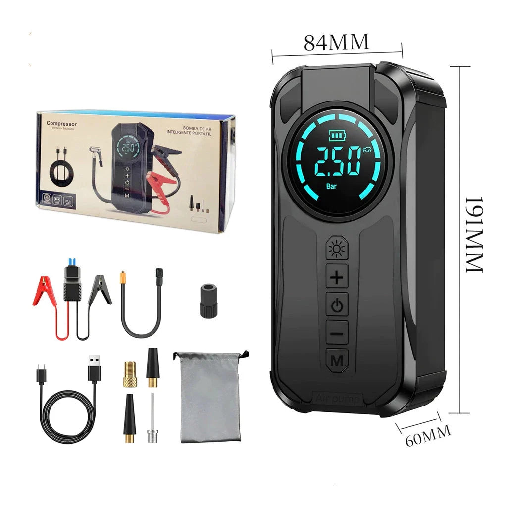 Auxiliar de Partida com Compressor de Ar 4 em 1 com PowerBank 8000mAh - Well Tools®