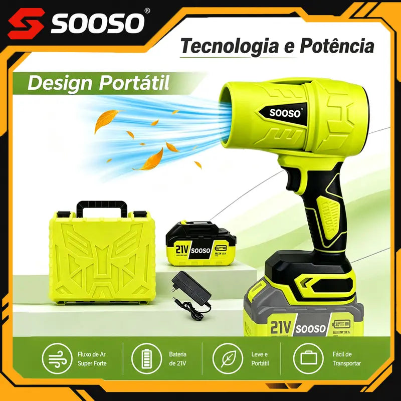 Soprador de Folhas Sem Fio Turbo Jato Potente com Motor de Cobre para Casa, Jardim e Carro – Well Tools®