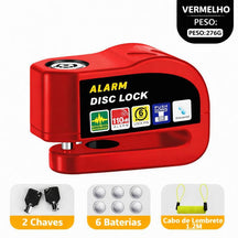 Trava de Disco Antifurto com Alarme 110dB em Alumínio à Prova d'Água para Moto e Bike – Well Tools®