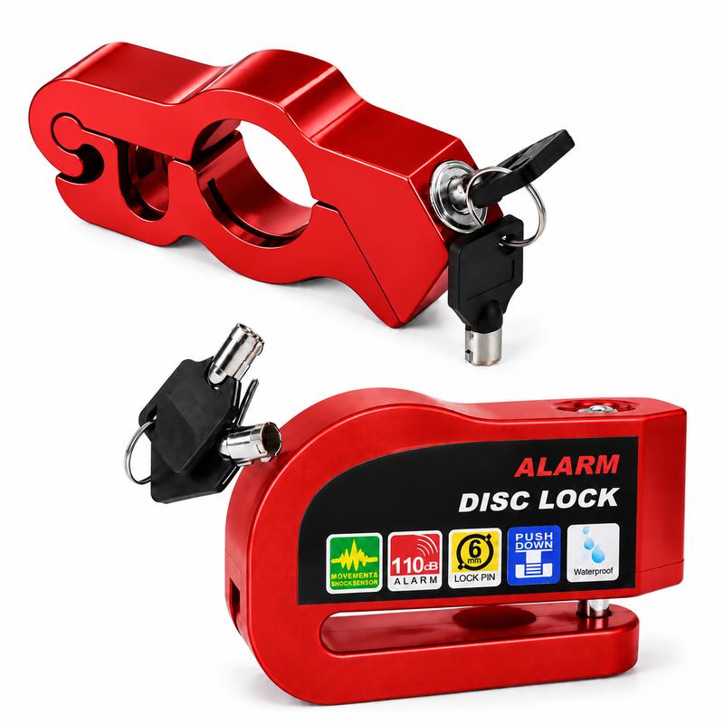 Trava de Disco Antifurto com Alarme 110dB em Alumínio à Prova d'Água para Moto e Bike – Well Tools®