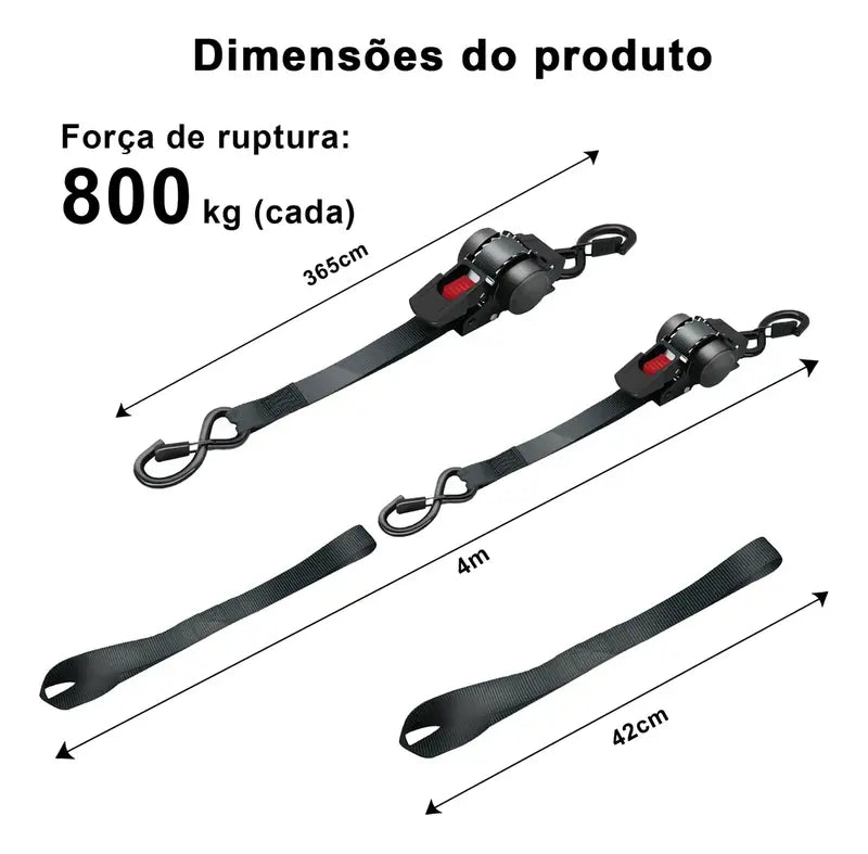 Cinta com Catraca Automática Retrátil 3,6m com Ganchos em S – Well Tools®