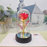 Rosa Encantada com LED – Flor Eterna Decorativa em Cúpula 15cm - Well Tools®