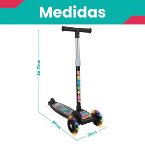 Patinete Infantil 3 Rodas com LED, Dobrável e Ajustável para Meninos e Meninas – Well Tools®