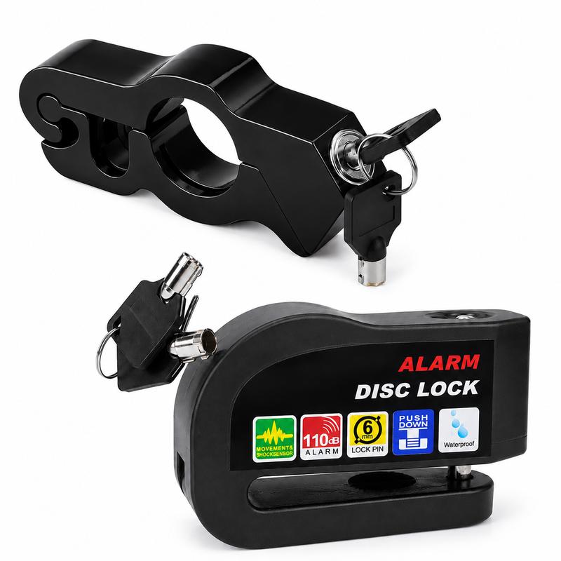 Trava de Disco Antifurto com Alarme 110dB em Alumínio à Prova d'Água para Moto e Bike – Well Tools®