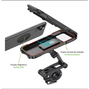 Suporte para Celular de Moto e Bike 6,6" com Trava, Articulado 360° e à Prova d'Água – Well Tools®