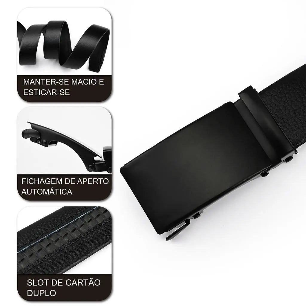 Cinto Masculino Couro Sintético com Fivela Automática - Well Tools®