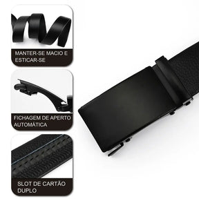 Cinto Masculino Couro Sintético com Fivela Automática - Well Tools®