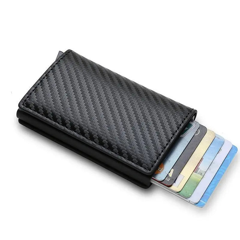 Carteira Masculina Couro PU Preta RFID Anti-Roubo Automática - Well Tools®