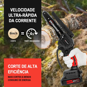 Motosserra Elétrica Brushless 6" sem Fio com Luva e 2 Baterias Recarregáveis Portátil – Well Tools®