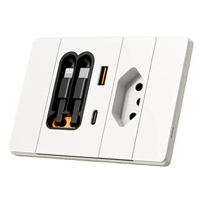 Tomada Inteligente — tomada, USB, USB-C e 2 cabos retráteis numa peça só - Well Tools®